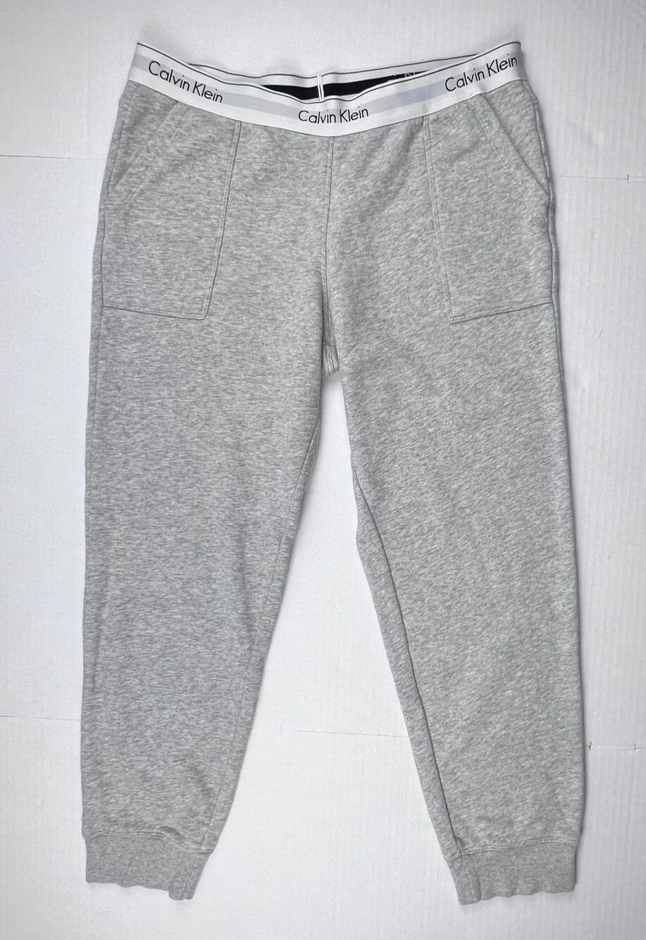 Calvin Klein Women's L Gray Jogger Sweatpants Logo Waistband Lounge Pajama Pants